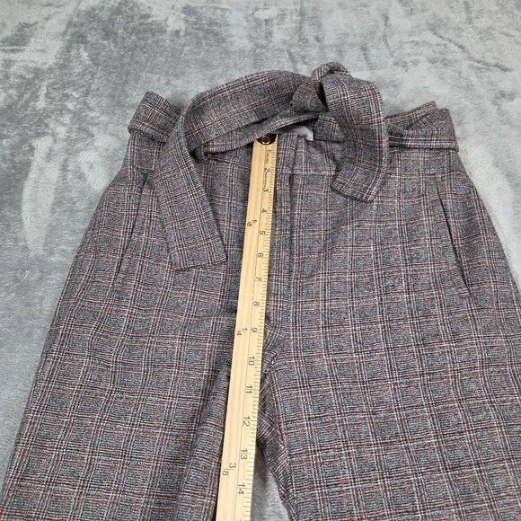 Aritzia Wilfred Jallade Pants 2 Gray Plaid Tie Front High Waist Ankle Trousers - Picture 9 of 10
